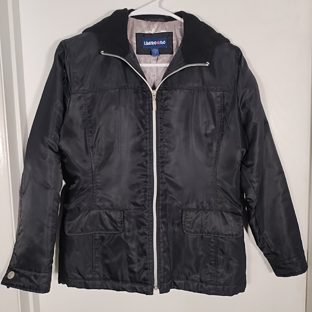 Limited Too M Black Jacket Coat Zip Hood Lightweight Insulated